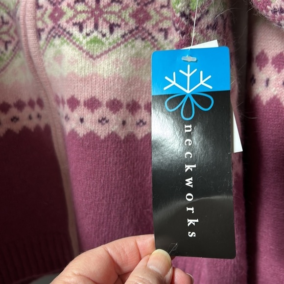 Neckworks cardigan Fair isle knit 50% wool full front zip 40% angora nylon - Picture 9 of 16